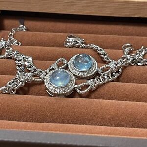 Aquamarine bracelet with silver plated, a birthstone of March🩵🩵